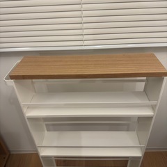山崎実業(Yamazaki) ハンドル付き スリムワゴン ホワイト 約W13×D47.5×H80.5cm の画像