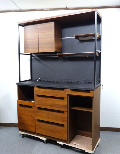 美品　シギヤマ家具工業　ROOK 140 KB COUNTER ルーク　食器棚　キッチンボード レンジ台 レンジボード ブラウン  木目