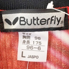 【未使用】バタフライ 卓球 ゲームシャツ JTTA L レッド ユニセックス Butterflyの画像