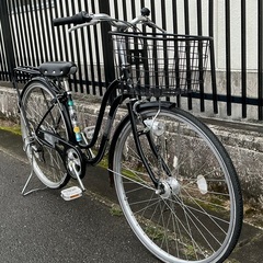 ＜整備済・美品車＞シティサイクル 27インチ自転車・外装6段変速・LEDオートライト・鍵付き・ブラック・鍵/ベル/変速ワイヤー/スポークプロテクターなど新品交換でお得品！の画像