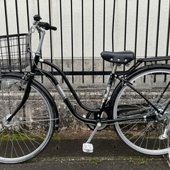 ＜整備済・美品車＞シティサイクル 27インチ自転車・外装6段変速・LEDオートライト・鍵付き・ブラック・鍵/ベル/変速ワイヤー/スポークプロテクターなど新品交換でお得品！の画像