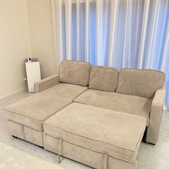 美品 L字型 ソファベッド 収納付きの画像