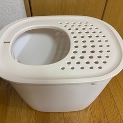 猫トイレ　アイボリー　上から入るタイプ　大きめの画像
