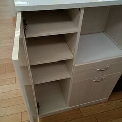 ★リユースのサカイつくば店★TK6876  レンジ台 ホワイト H105×D40×W75 クリーニング済みの画像