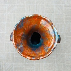 エレガントな青茶グラデーション花瓶中古品の画像