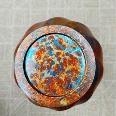 エレガントな青茶グラデーション花瓶中古品の画像