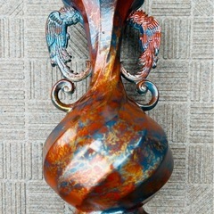 エレガントな青茶グラデーション花瓶中古品の画像