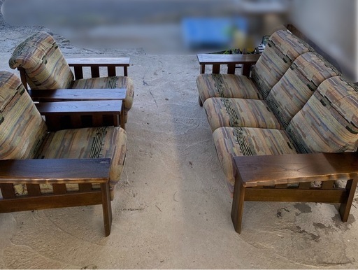 値下げしました！カリモク/karimoku 木挽き 3人掛け1脚 肘掛椅子 2脚 計3点セット