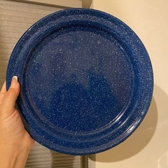 キャンプ用大きな金属皿4枚の画像