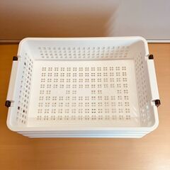 グリーンパル ワイド浅型ハンディバスケット（アイボリー）４個セットの画像