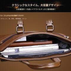 トートバッグ メンズ ビジネスバッグ ショルダーバッグ ブリーフケース カーキの画像