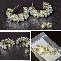 C型フェイクパール/ハーフフープピアス（新品）の画像