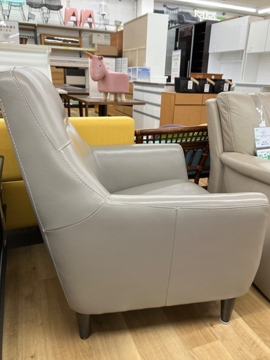 【軽トラ90分貸し出しサービス】大塚家具　1人掛けソファー ラブソファ 2人掛け「L/S 01（エルエス01）」幅175cm 革ブラック色 #R