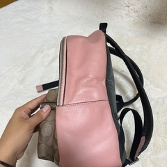 (訳あり)COACH ピンク‪✕‬ブラウン リュックの画像