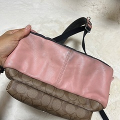 (訳あり)COACH ピンク‪✕‬ブラウン リュックの画像