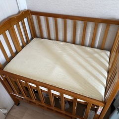 大和屋 ベビーベット 60×90cm 折りたたみ式 マットレス付の画像