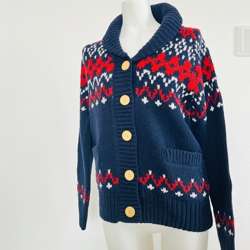 ニットカーディガン ノルディック柄 トップス　長袖　秋冬　レディース　M