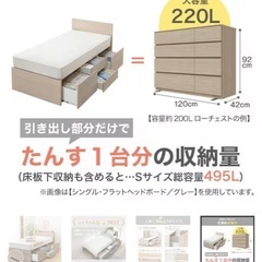 stafamily様専用【大容量収納×棚・コンセント付き】ベッドフレームの画像