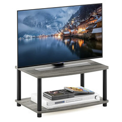 フリノ(Furinno) テレビ台 2段 24型テレビ対応 フレンチオークグレー/ブラック 幅60×奥行40×高さ28cm Turn-N-Tube 【日本正規輸入品】 13191GYW/BKの画像