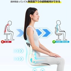 姿勢矯正 椅子 骨盤矯正 姿勢サポートチェア 座椅子 腰が痛くならない 高反発メモリー綿 腰当て 姿勢補正 クッション 軽量 持ち運び簡単 人体工学設計 猫背改善 疲れない椅子（ブラック）の画像