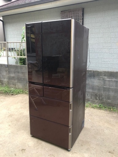 大容量615L HITACHI ガラストップ 6ドア冷蔵庫 2016年製 R-X6200F（ZT）真空チルド