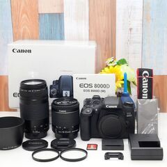 【全国送料無料】 Canon EOS 8000D✨Wi-Fi転送 元箱付き 手振れ補正付き 高画質 超望遠レンズ ダブルレンズセット ズームセット✨ 届いたらすぐに使えます✨ キャノンの画像