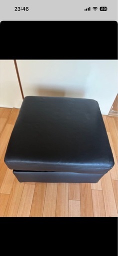 黒い合成皮革オットマン ソファ 足置きソファ