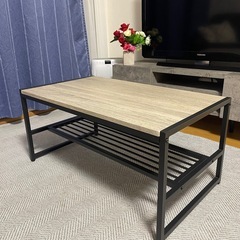 ローテーブル 机 単品 幅80cm ヴィンテージ コンパクト リビング 収納付き 高さ調節 の画像