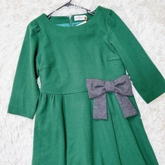 新品　Bon mercerie リボン付き グリーン　ワンピース　秋冬の画像