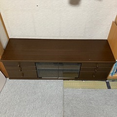 ダークブラウン テレビ台 ガラス扉付きの画像
