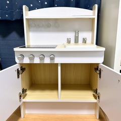 傷あり【RiZKiZ リズキズ】おままごとキッチン 木製 ホワイト 知育 ごっこ遊びの画像