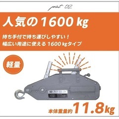 1.6tハンドウインチ　30mワイヤ付 チルホールウィンチチルホルの画像