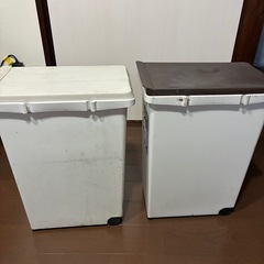 🪣【無料】ふた付きゴミ箱2個セット（キッチン分別用・キャスター付き）の画像