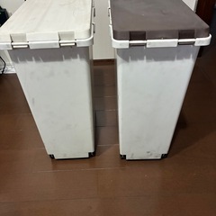 🪣【無料】ふた付きゴミ箱2個セット（キッチン分別用・キャスター付き）の画像