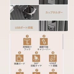 可愛いお洒落なスーツケース　ホワイト　M 便利な機能　キャリーケース　キャリーバッグの画像