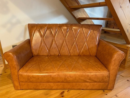 キャメル ダイヤモンドキルティングソファ