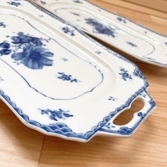 洋食器 UTSUWAKAN 大皿 Blue Europe 花柄 白 青 2枚の画像