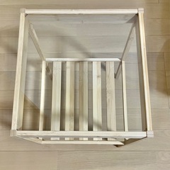 【お取引決定】美品✨【IKEA 】ネスナ  ガラス天板サイドテーブル　ナチュラルの画像