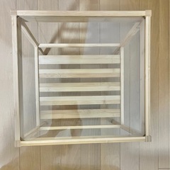 【お取引決定】美品✨【IKEA 】ネスナ  ガラス天板サイドテーブル　ナチュラルの画像