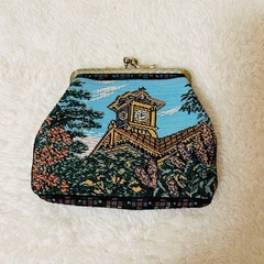 風景刺繍 がま口ポーチ タペストリー調 レトロ がま口 ポーチの画像