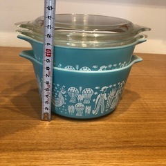 Pyrex オールドパイレックス　バタープリント　キャセロール　ブルーの画像