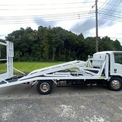 【K-0028】いすゞ エルフ NPR85YN 高床 キャリアカー 車２台積み ローダー 花見台 ウィンチ ラジコン H29 最大積載量3500kg 車検付 茨城県の画像