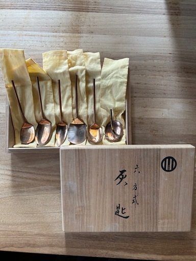 六方式灰匙６本セット　銅製 茶箱用