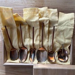 六方式灰匙６本セット　銅製 茶箱用の画像