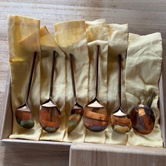 六方式灰匙６本セット　銅製 茶箱用の画像