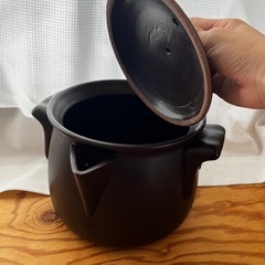 陶器製 黒土鍋／出汁取り鍋・薬膳鍋・湯豆腐鍋 の画像