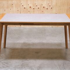 ≪yt2068ジ≫ 美品 AZUMAYA/東谷 form ダイニングテーブル F6-114 幅136cm 奥行80cm 石材調/モルタル調/おしゃれ/モダン/中古家具/宮城県仙台市 71005-10の画像