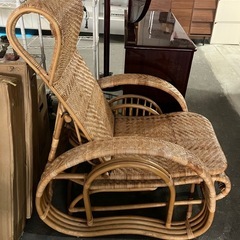2510-342 リクライニングラタンチェア キズ 汚れありの画像