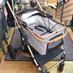 ペットカート 2WAY ペット用バギー 小型犬 老犬介護用 千鳥格子柄 分離型 対面式 4輪 西岡店の画像