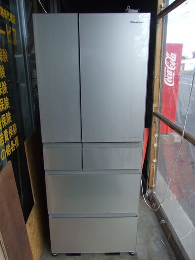 【紋別市発】引取り限定　大型冷凍冷蔵庫　重量100㎏　パナソニック　Panasonic　NR-SPF489X-N　６ドア　2023年製 475L シルバー ファン式 観音開き　通電作動確認　中古品